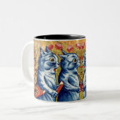 Drie katten zingen. Gouache van Louis Wain, 1925 Tweekleurige Koffiemok (Voorkant links)