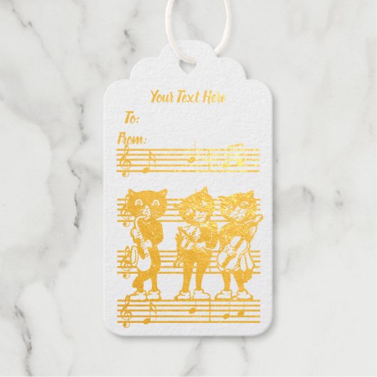 Drie kattenmuzikanten die instrumentmuziek afspele cadeaulabels (Voorkant)