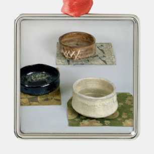 Drie kawans voor theeceremonies, c.1800 metalen ornament