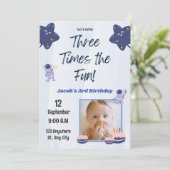 Drie keer de leuke,  3e verjaardag kaart (Staand voorkant)