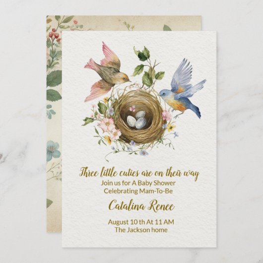 Drie keer de vreugde: een feest voor onze drieling kaart (Voorkant / Achterkant)