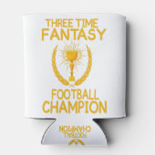Drie keer een fantasie football kampioen cadeau blikjeskoeler (Achterkant)