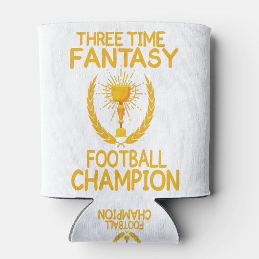 Drie keer een fantasie football kampioen cadeau blikjeskoeler (Achterkant)