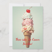 Drie keer leuke ijs-sundae verjaardagskaart kaart (Voorkant)