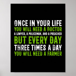 Drie keer per dag heb je een boerenleven nodig poster
