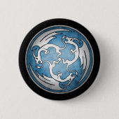 Drie Keltische Dragons Button - Blauw (Voorkant)