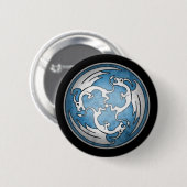 Drie Keltische Dragons Button - Blauw (Voorkant /achterkant)