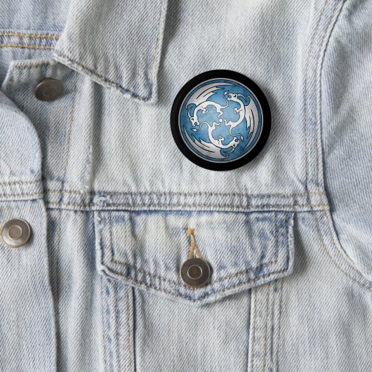 Drie Keltische Dragons Button - Blauw (In situ)
