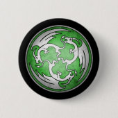 Drie Keltische Dragons Button - Groen (Voorkant)