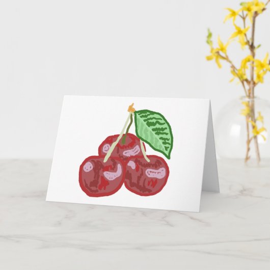 Drie kersen kaart (Gele Bloem)