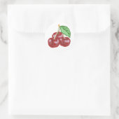 Drie kersen ronde sticker (Tas)