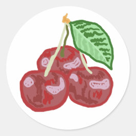 Drie kersen ronde sticker