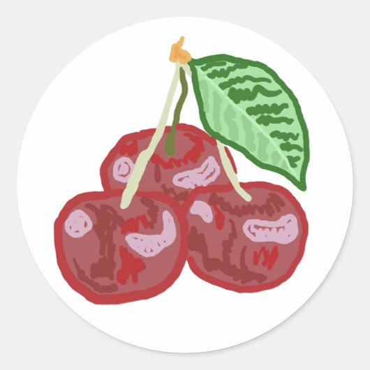 Drie kersen ronde sticker (Voorkant)