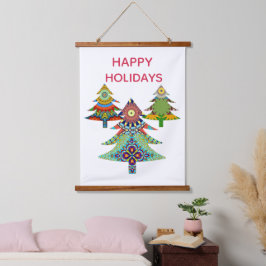 DRIE KERST BOMEN HANGEND WANDKLEED