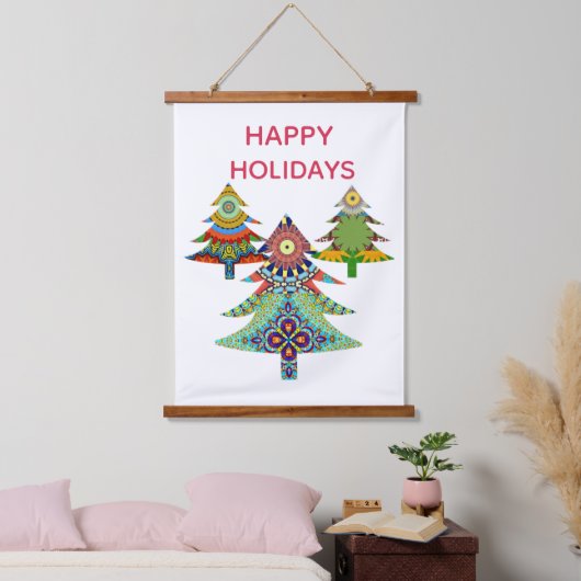 DRIE KERST BOMEN HANGEND WANDKLEED (Slaapkamer)