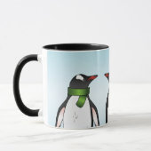 Drie Kerst Gentoo Pinguïns Met Een Aangepaste Naam Mok (Links)