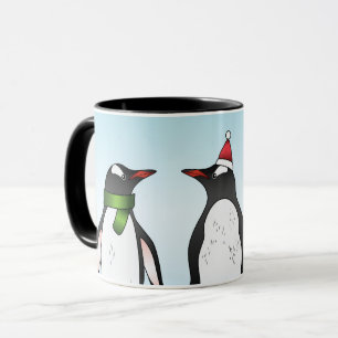 Drie Kerst Gentoo Pinguïns Met Een Aangepaste Naam Mok