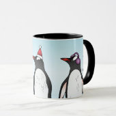 Drie Kerst Gentoo Pinguïns Met Een Aangepaste Naam Mok (Voorkant rechts)