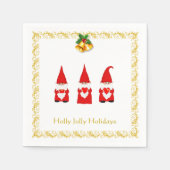Drie Kerst Kabouters op Witte Servetten (Voorkant)