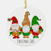 Drie kerst-kerst-voordes gepersonaliseerde feestda keramisch ornament (Voorkant)
