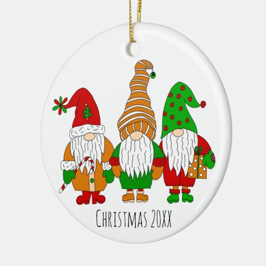 Drie kerst-kerst-voordes gepersonaliseerde feestda keramisch ornament (Links)