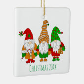 Drie kerst-kerst-voordes gepersonaliseerde feestda keramisch ornament (Rechts)