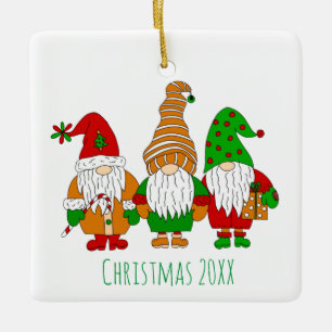 Drie kerst-kerst-voordes gepersonaliseerde feestda keramisch ornament