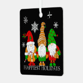 Drie kerst-kerst-voordes gepersonaliseerde feestda metalen ornament (Voorkant links)