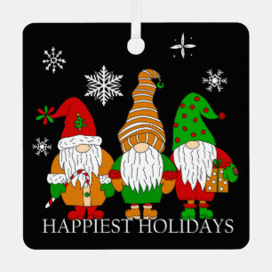 Drie kerst-kerst-voordes gepersonaliseerde feestda metalen ornament