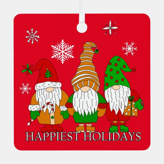 Drie kerst-kerst-voordes gepersonaliseerde feestda metalen ornament (Voorkant)