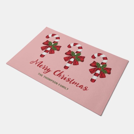 Drie Kerst Kerststokken Met Aangepaste Tekst Deurmat (Schuin)