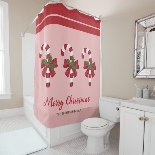 Drie Kerst Kerststokken Met Aangepaste Tekst Douchegordijn (In situ)