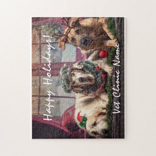 Drie kerst met goede honden legpuzzel (Verticaal)
