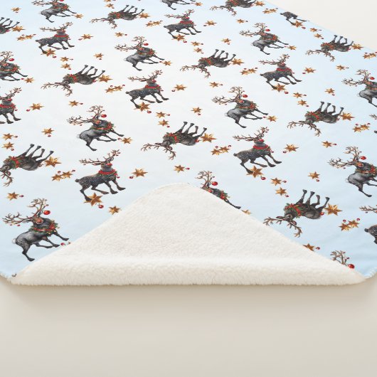 Drie kerst rendieren sherpa deken (3/4)