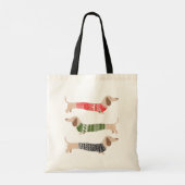 Drie kerst Ugly Sweater Dachshund Dogs Tote Bag (Achterkant)