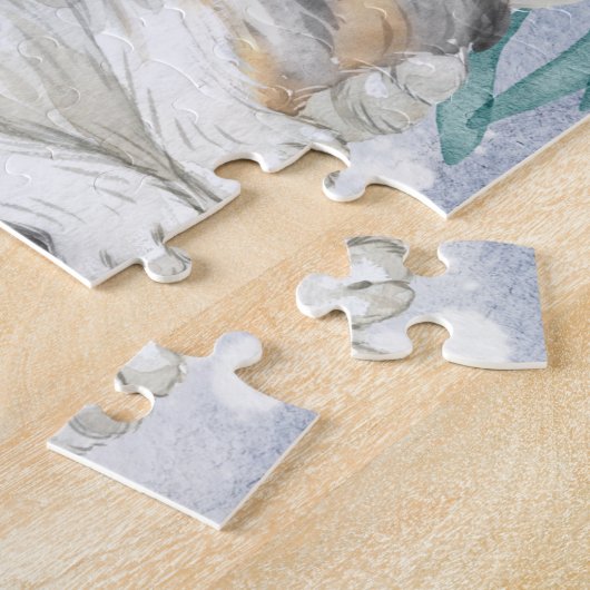 Drie kerstavond in de sneeuw legpuzzel (Zijkant)