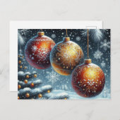 Drie kerstballen briefkaart (Voorkant / Achterkant)