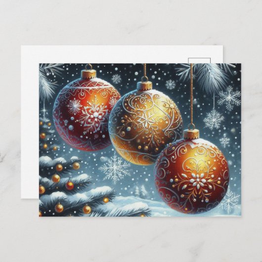 Drie kerstballen briefkaart (Voorkant / Achterkant)