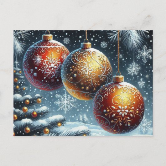 Drie kerstballen briefkaart (Voorkant)