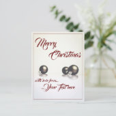 Drie kerstballen voor de lichte achtergrond feestdagenkaart (Staand voorkant)