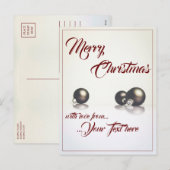 Drie kerstballen voor de lichte achtergrond feestdagenkaart (Voorkant / Achterkant)