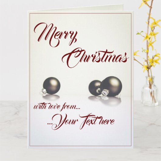 Drie kerstballen voor de lichte achtergrond kaart (Gele Bloem)