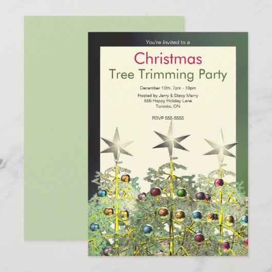 Drie kerstbomen boom trimmen partij kaart (Voorkant / Achterkant)