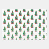 Drie kerstbomen en cadeau patronen inpakpapier vel (Voorkant 2)