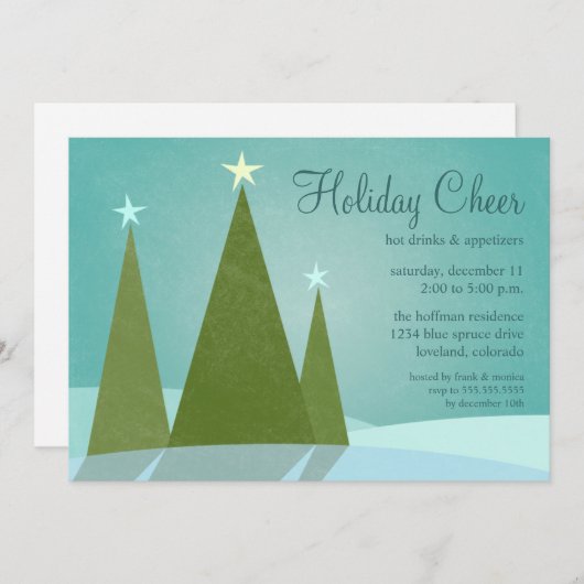 Drie kerstbomen Holiday Cheer Uitnodigingen (Voorkant / Achterkant)