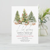 Drie Kerstbomen Vakantie Open Huis Kaart (Staand voorkant)