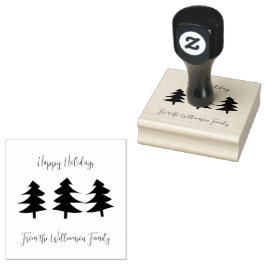 Drie kerstbomen vakantiefamilie rubberstempel