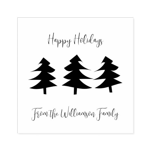 Drie kerstbomen vakantiefamilie rubberstempel (Afrduk)