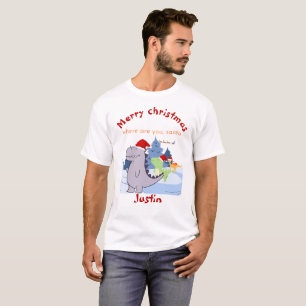 drie kerstcadeautjes voor dinosaurussen , op maat t-shirt