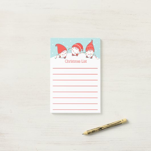 Drie kerstcadeautjes voor Elves Post-It Notes (Op bureau)